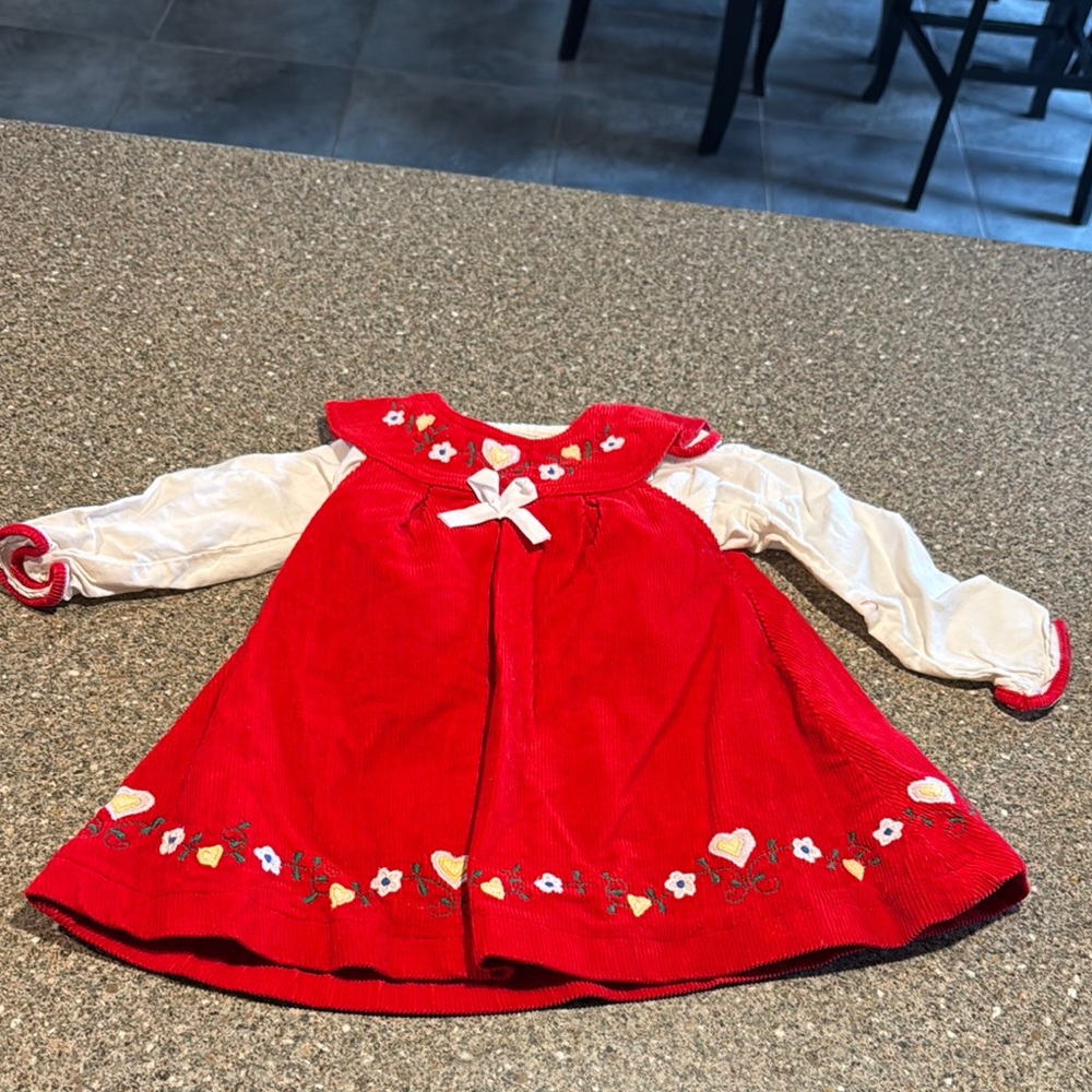 Vintage happy kids cottage core corduroy dress